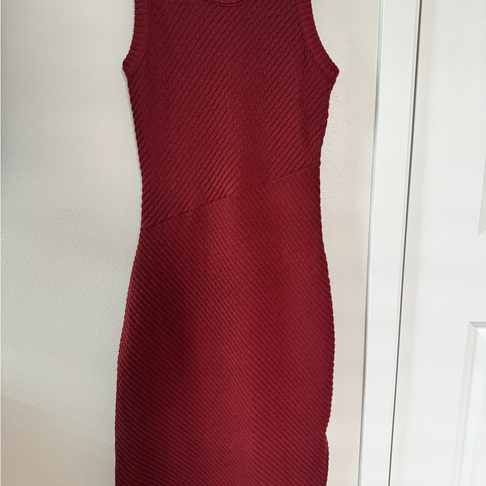 Kaileigh Red Sheath Midi Dress Halter Neckline